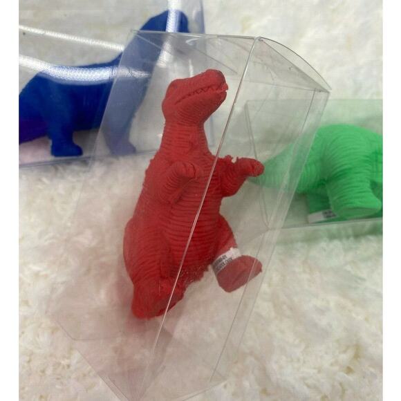 Dinosaur Erasers NEW In Boxes  Red Blue Green - Picture 2 of 5